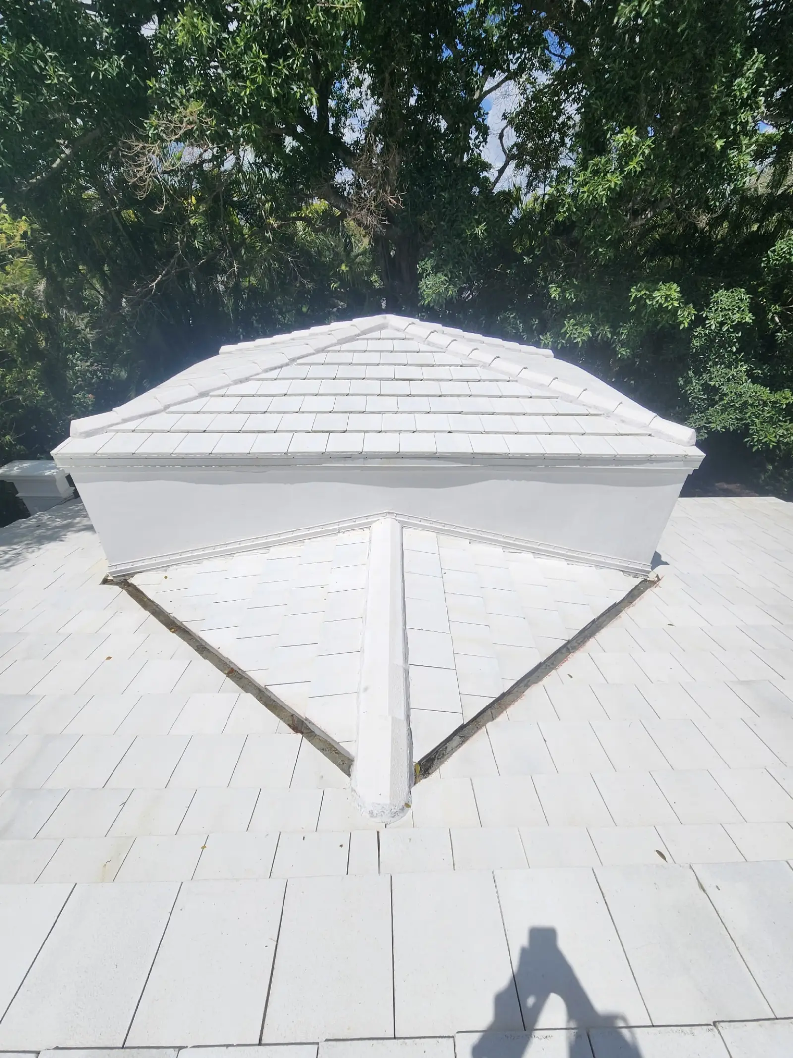 White Tile Roof Cleaning and Restoration, pressure washing project photo 1