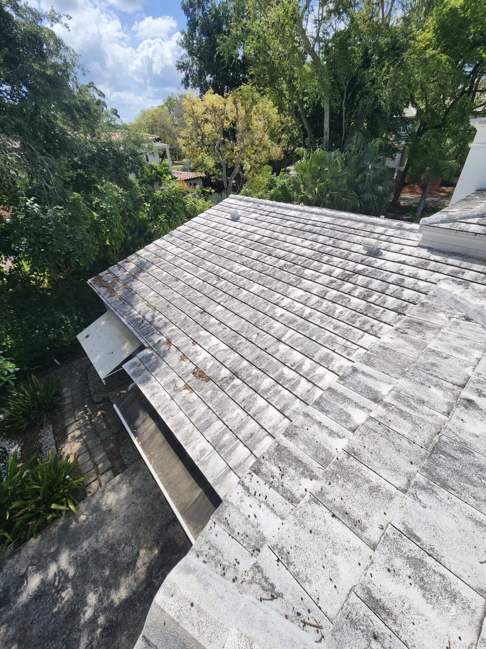 White Tile Roof Cleaning and Restoration, pressure washing project photo 2