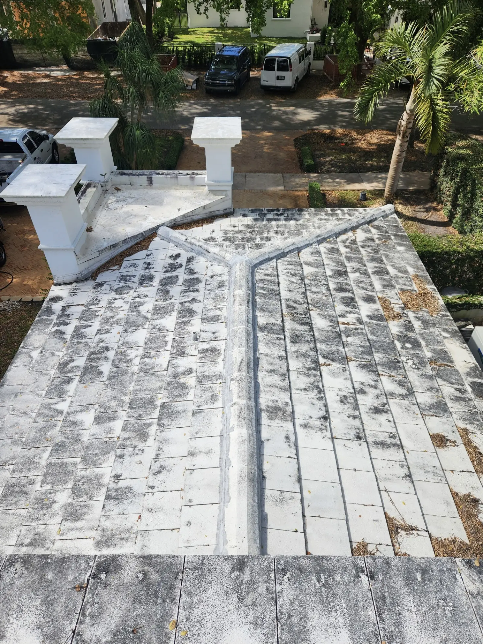 White Tile Roof Cleaning and Restoration, pressure washing project photo 7