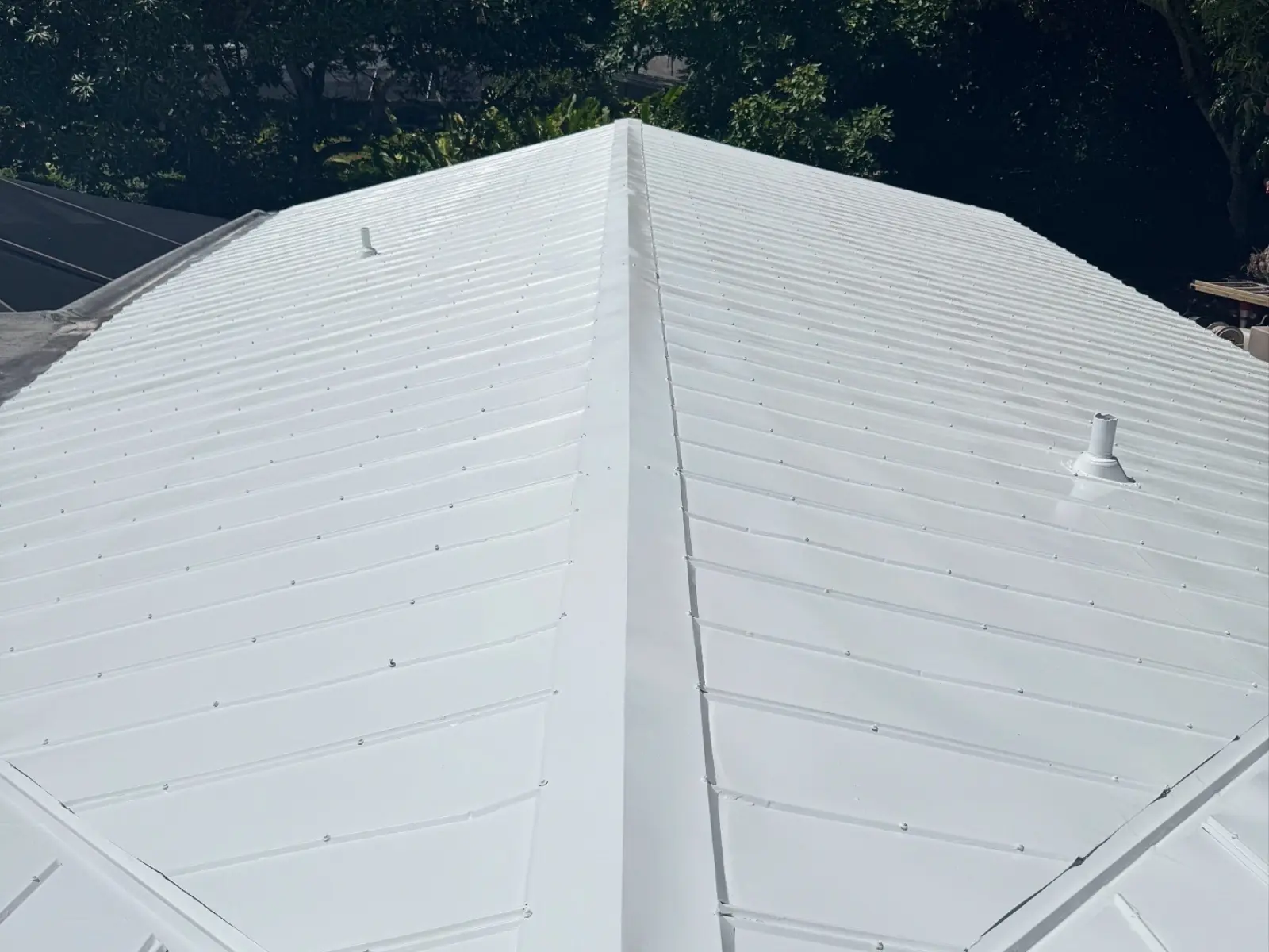White Metal Roof Coating Restoration, roof coating project photo 1