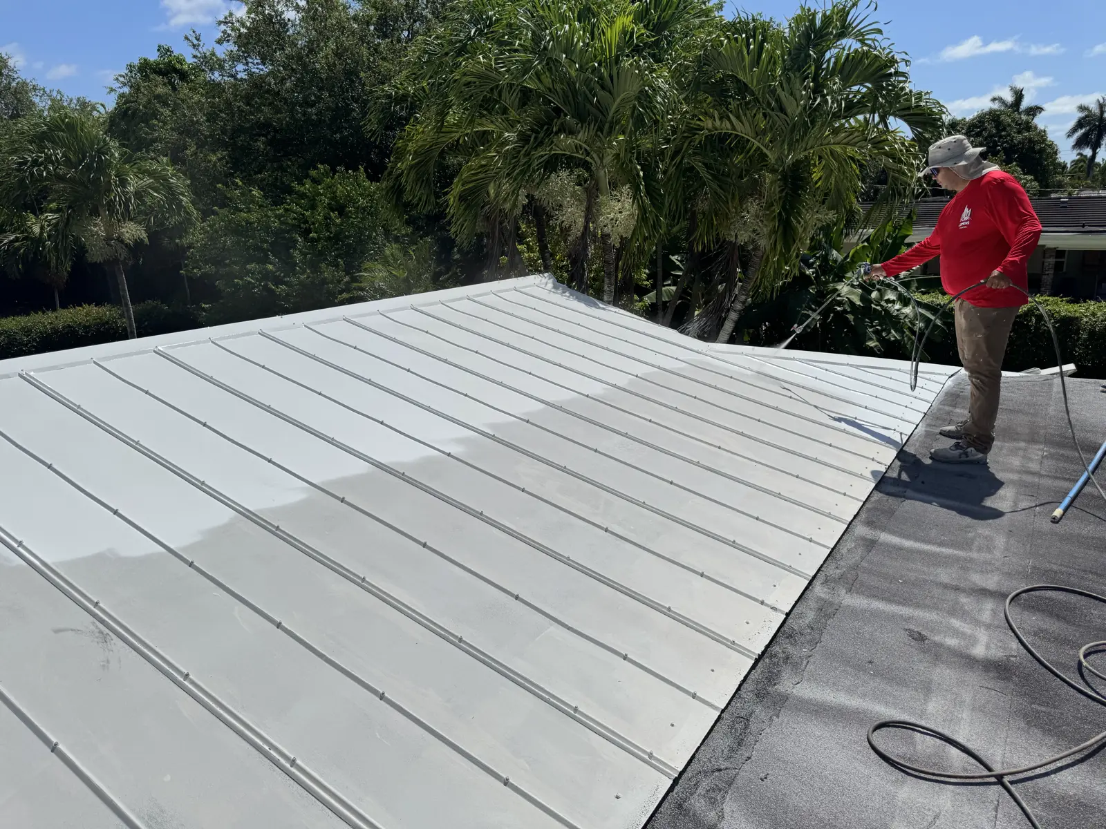 White Metal Roof Coating Restoration, roof coating project photo 137