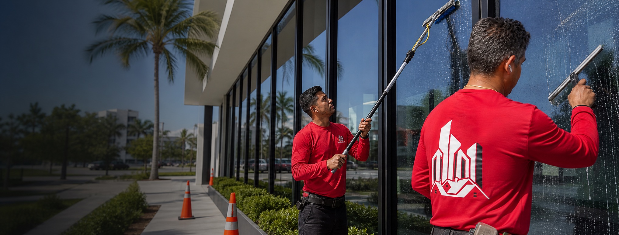 Window cleaning services in Miami Dade for commercial buildings by Lumens Painting